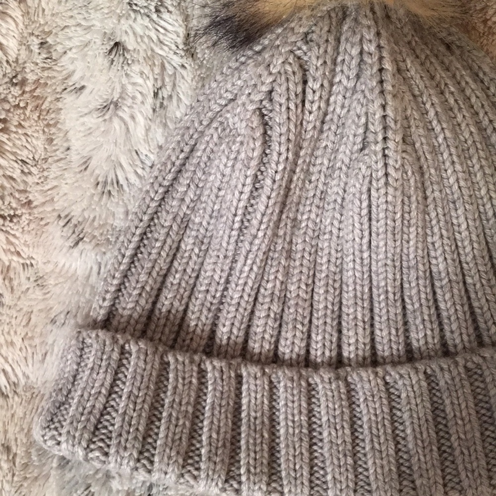 J. Crew Gray and Brown Ribbed Knit Hat with Pom-Pom - Picture 5 of 13
